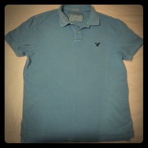 American Eagle Mens Baby Blue Athletic Fit Polo
